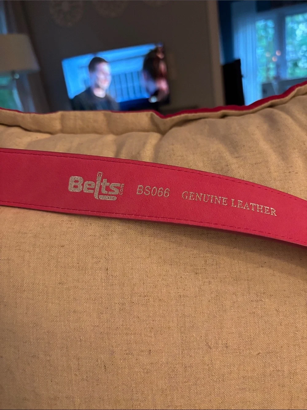 Pink Leather Belt with Brass Buckle
